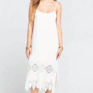 NEW‎ SMYM Shiloh Scallop Slip Dress White Size L Lace Detail